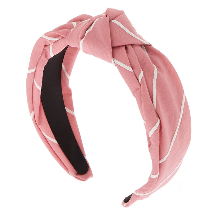 Serre-t&ecirc;te &agrave; n&oelig;ud rose &agrave; rayures,