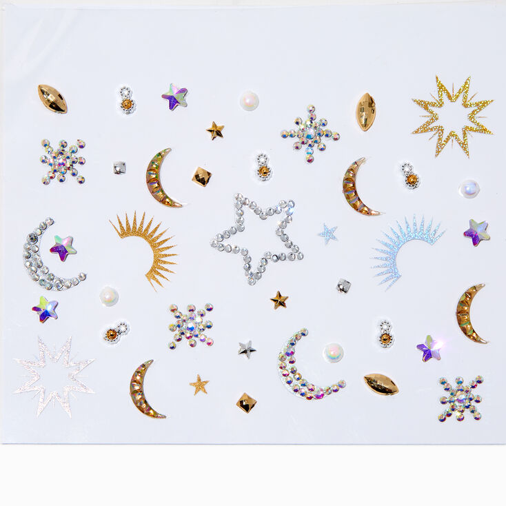 Chunky Silver &amp; Gold Metallic Celestial Body Gem Set,