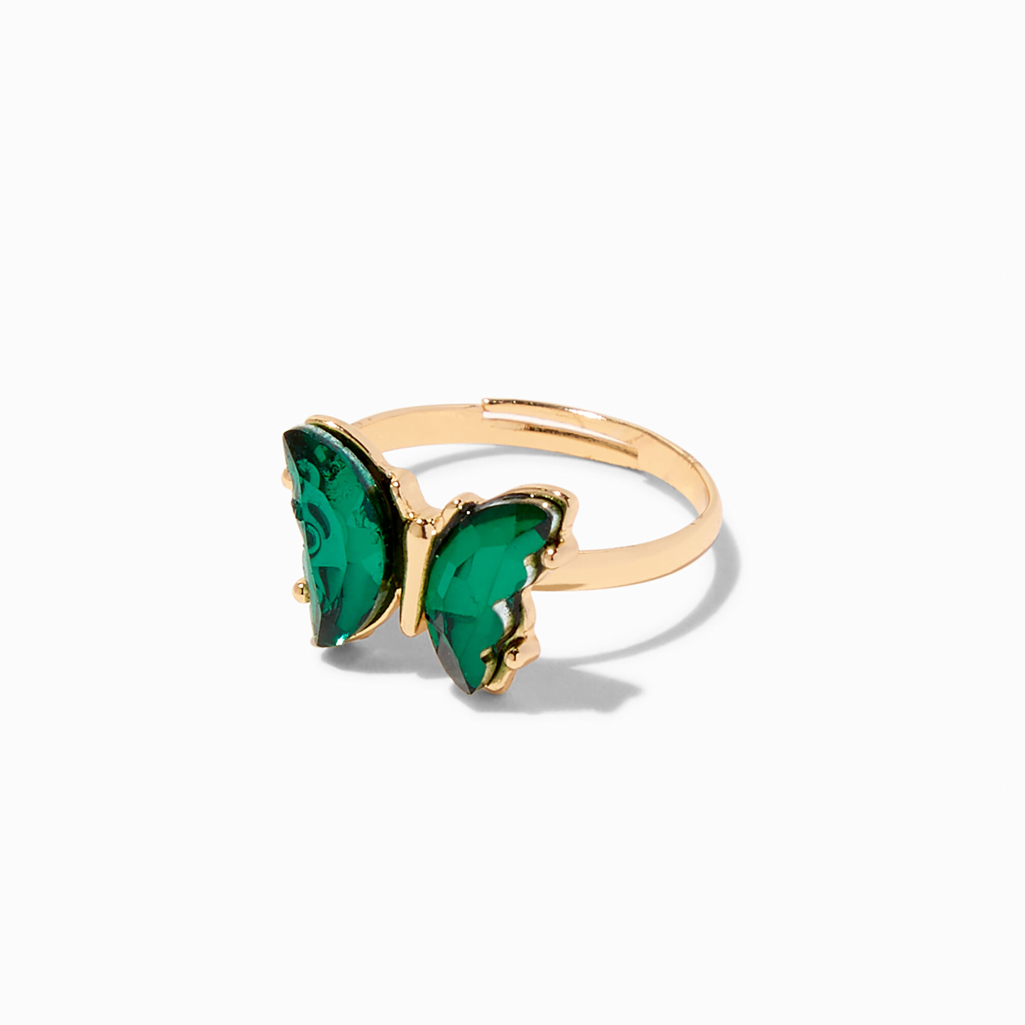 Butterfly Birthstone Gold Adjustable Ring - May,