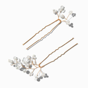 &Eacute;pingles &agrave; cheveux bouquet de fleurs et perles d&rsquo;imitation blanches - Lot de 2,