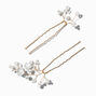White Flower &amp; Pearl Spray Hair Pins - 2 Pack,
