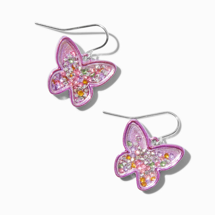 Pendantes shaker confetti papillon roses,