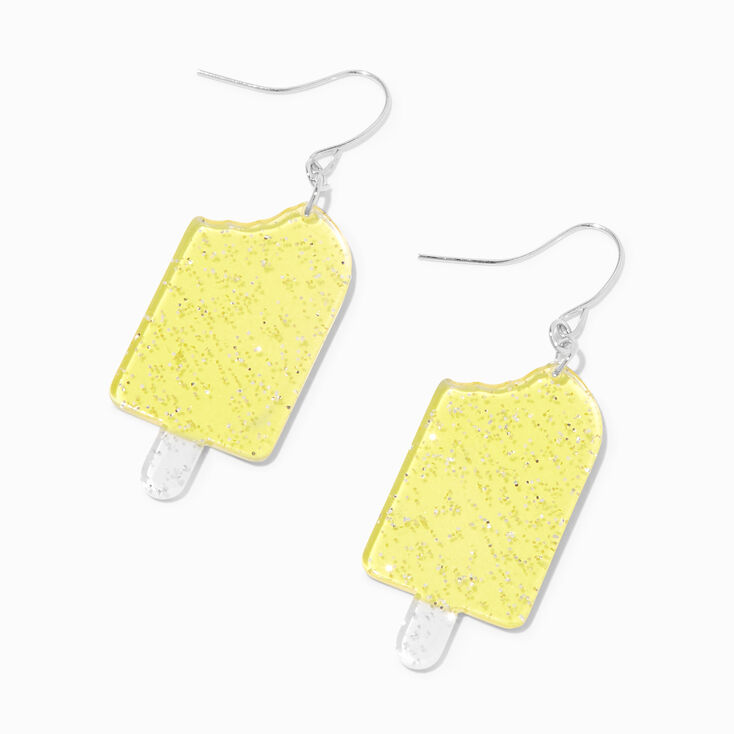 Yellow Glitter Ice Pop 2&quot; Drop Earrings,