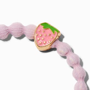 Bracelet &eacute;lastique perl&eacute; tress&eacute; rose clair fraise couleur dor&eacute;e,