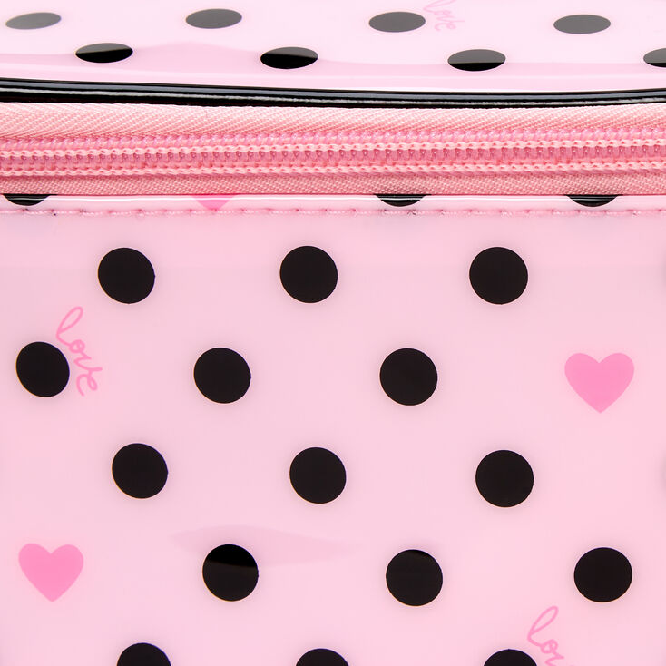 Polka Dot Hearts Makeup Bag - Pink,