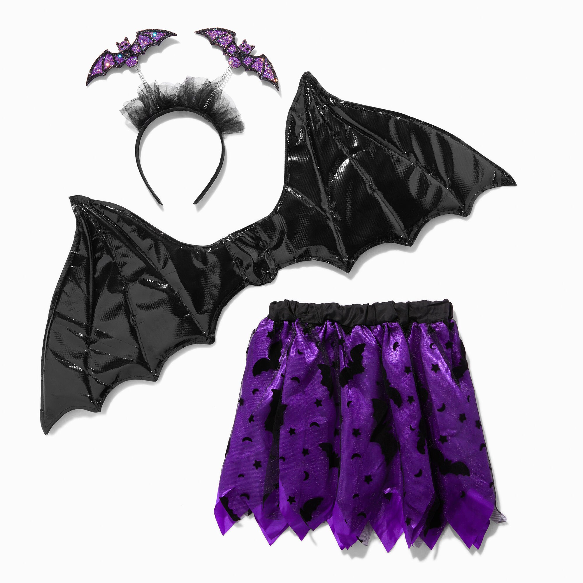 View Claires Purple Bat Youth Dress Up Set 3 Pack Black information
