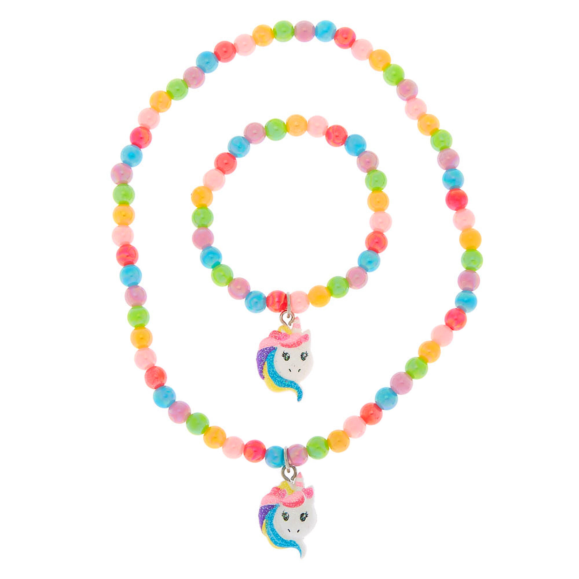 View Claires Club Unicorn Beaded Jewelry Set 2 Pack Rainbow information