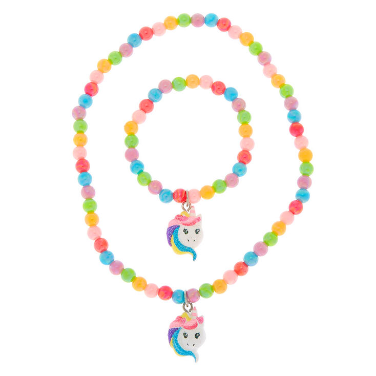 Claire&#39;s Club Rainbow Unicorn Beaded Jewelry Set - 2 Pack,