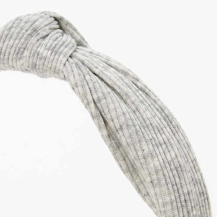 Ribbed Knotted Headband - Light Gray,