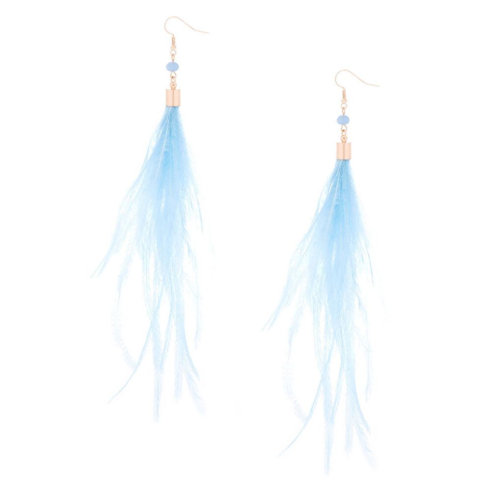 Light blue feather earrings on sale