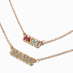 Mini &amp; Mama Gold-tone Plated Pendant Necklaces - 2 Pack,