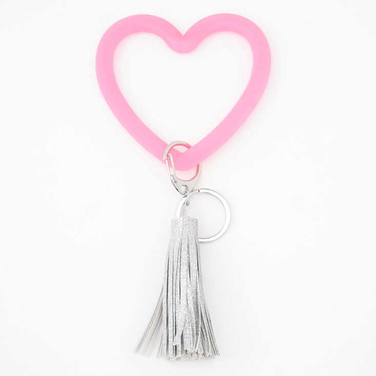 Claire's Porte-clés pompons cœur - Rose