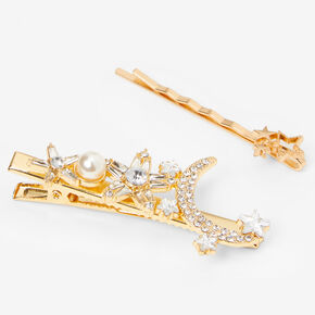 Gold Embellished Celestial Hair Pin and Clip - 2 Pack,