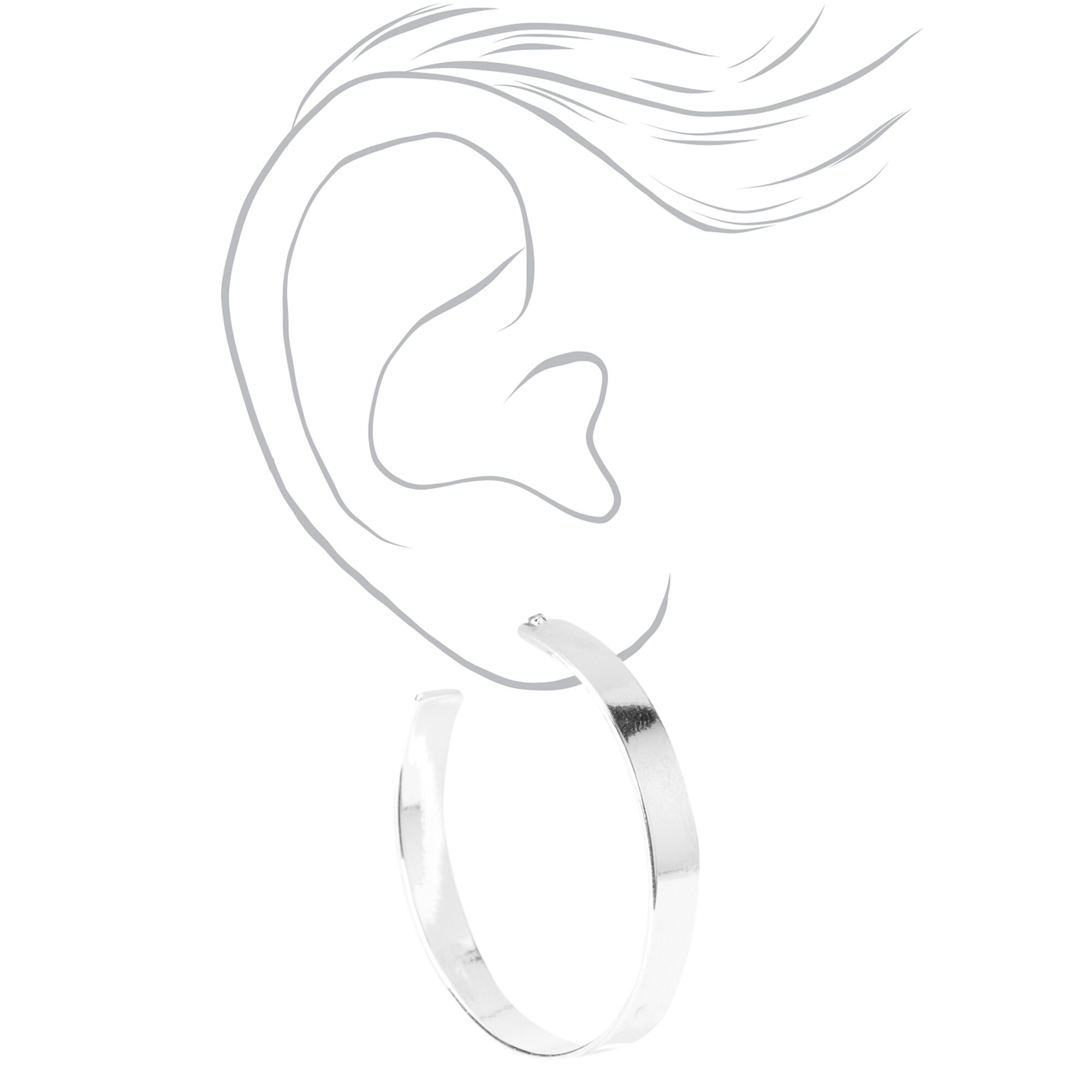 Silver 40MM Thick Hoop Earrings,