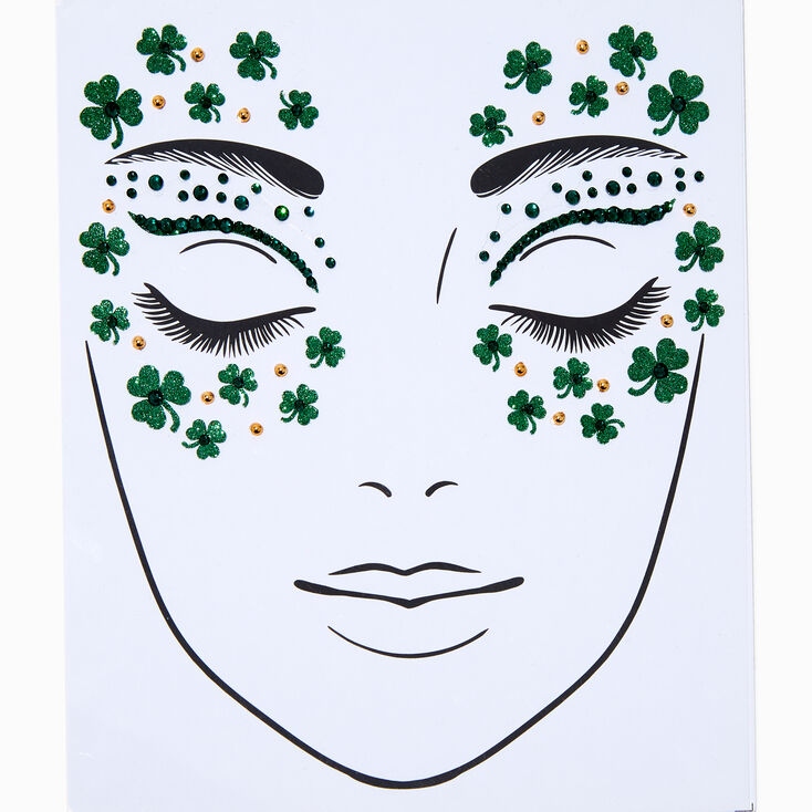 St. Patrick&#39;s Day Shamrocks &amp; Gemstones Face Stickers,