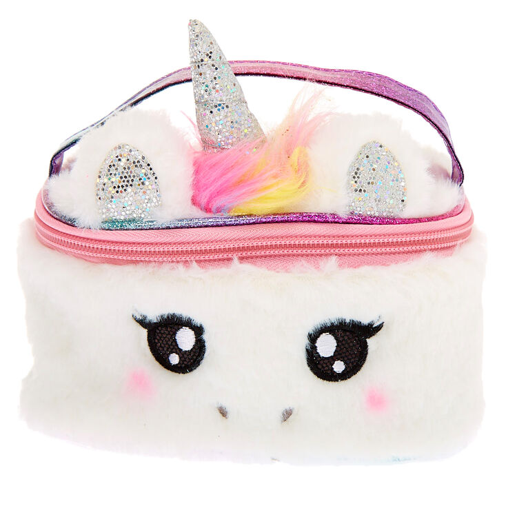 Claire&#39;s Club Pastel Unicorn Makeup Bag - White,