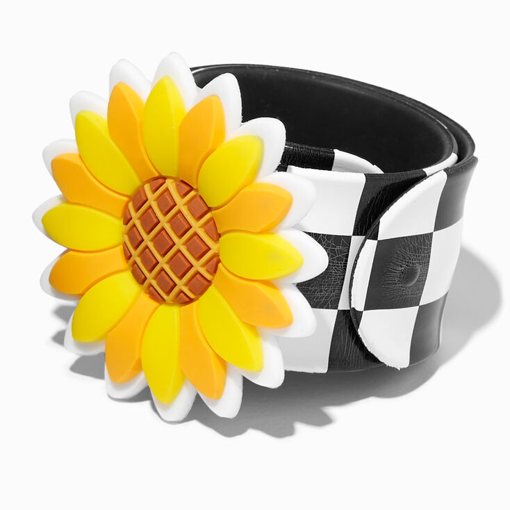 Checkered Sunflower Slap Bracelet,