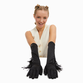 Black Fringe Long Gloves,