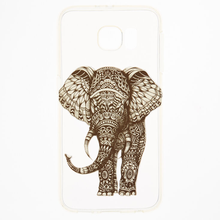 Clear Doodle Elephant Phone Case - Fits Samsung Galaxy S7,
