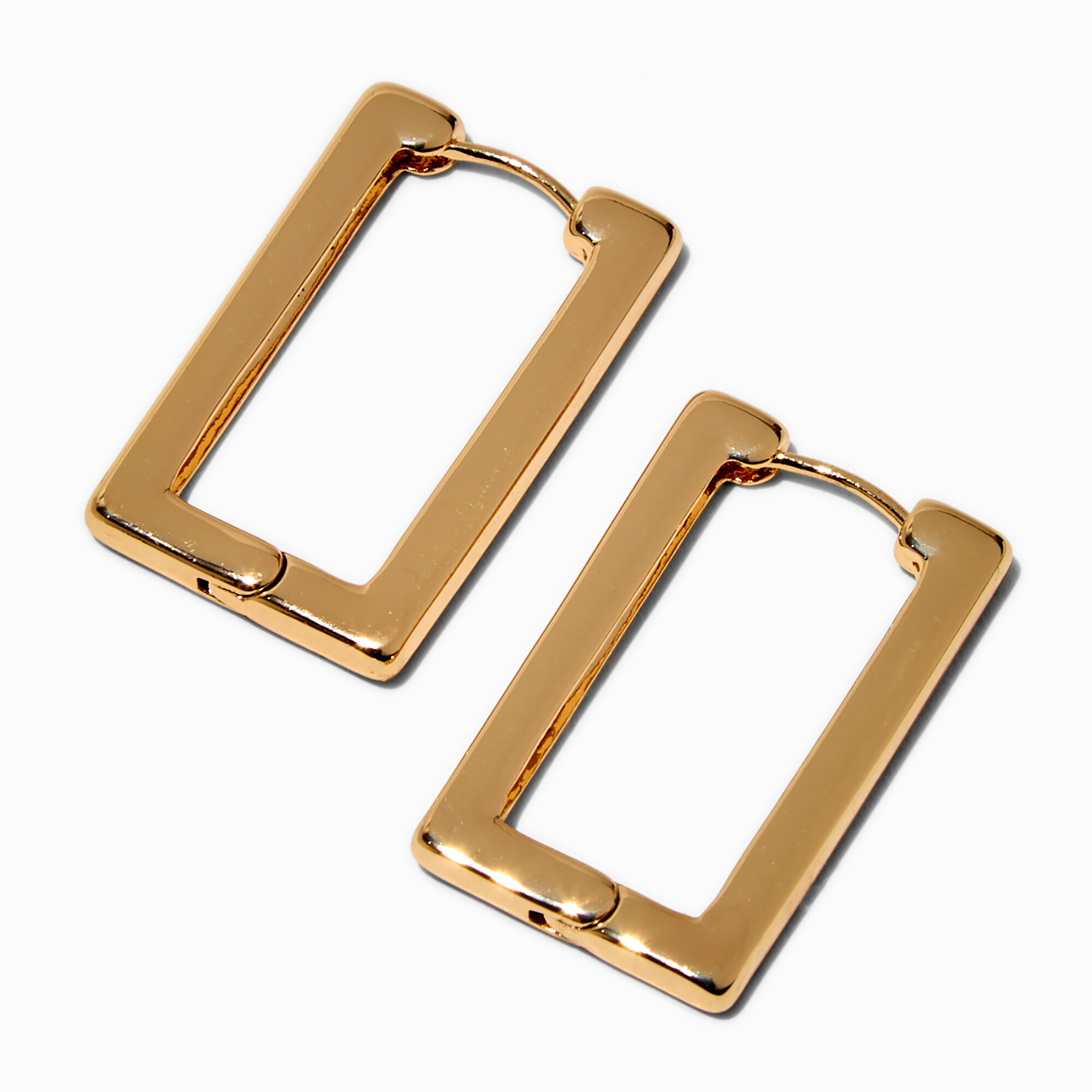 View Claires Tone Rectangular Clicker Hoop Earrings Gold information