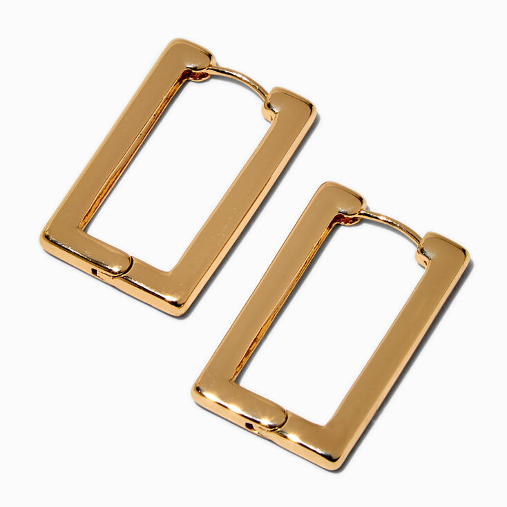 Gold-tone Rectangular Clicker Hoop Earrings
