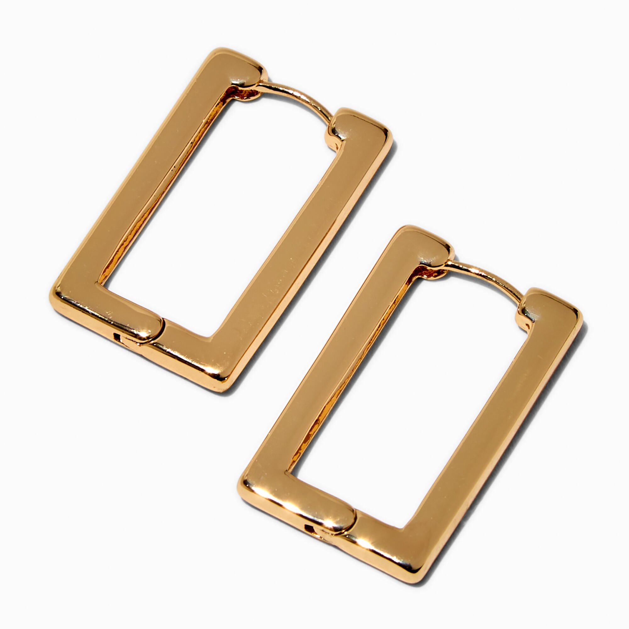 View Claires Tone Rectangular Clicker Hoop Earrings Gold information