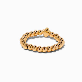 Gold-tone Crystal Clover Stretch Ring,
