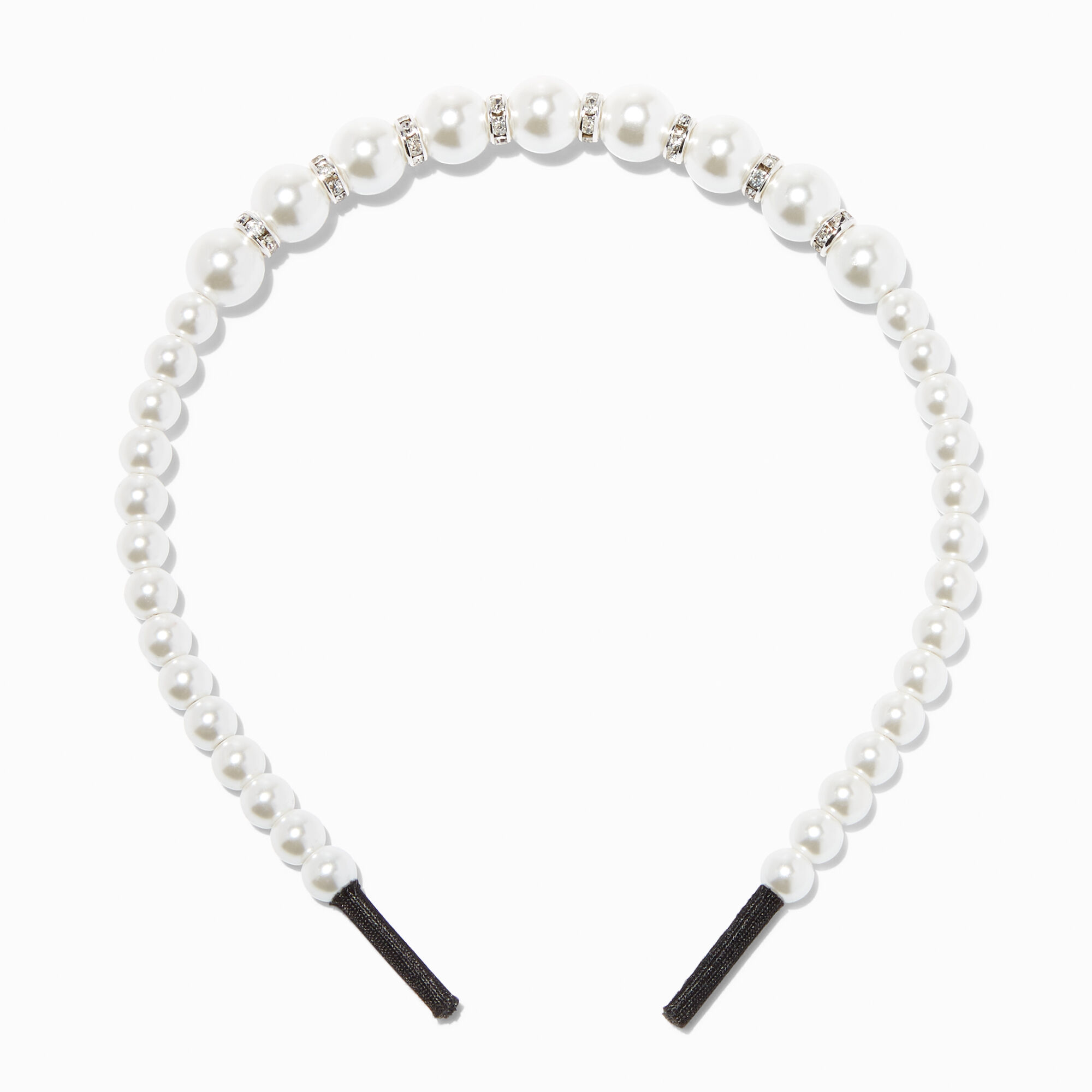 White Graduated Pearl & Crystal Headband,