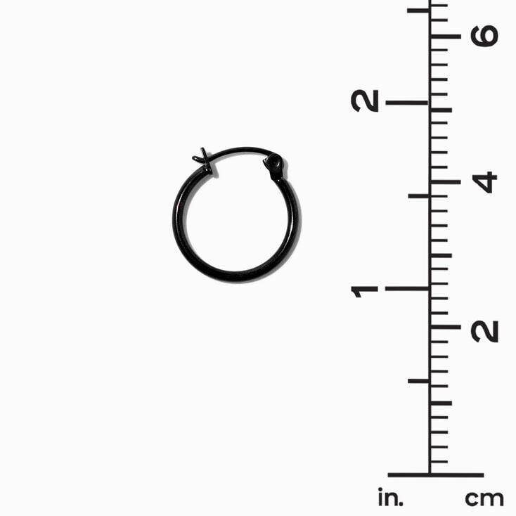 C LUXE by Claire&#39;s Black Titanium Cubic Zirconia 5MM Round Stud &amp; 14MM Hoop Earrings,