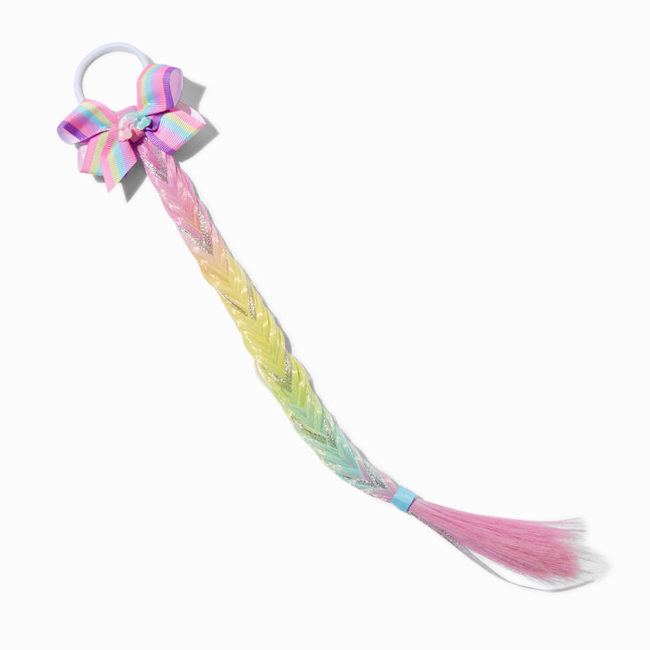 Claire&#39;s Club Rainbow Pastel Braid Faux Hair Clip,