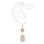Rose Gold Druzy Teardrop 2&quot; Drop Earrings,