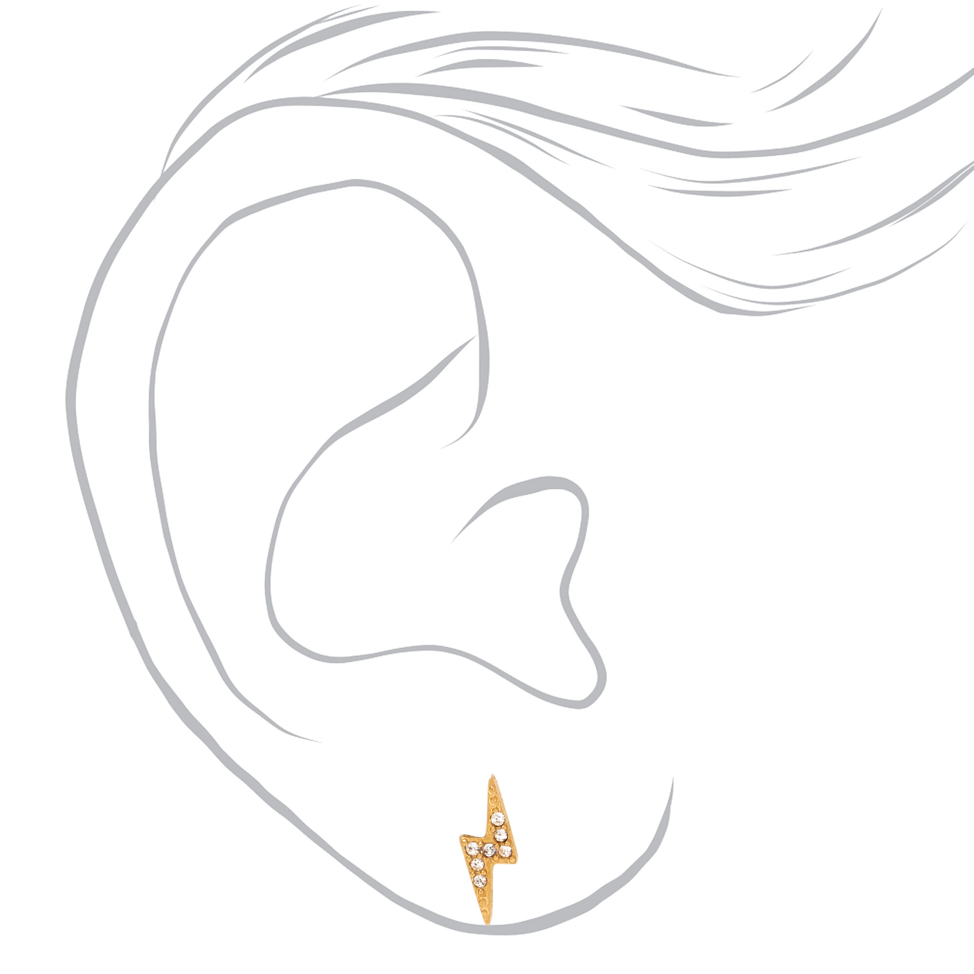 Gold-tone Titanium Lightning Bolt Stud Earrings,