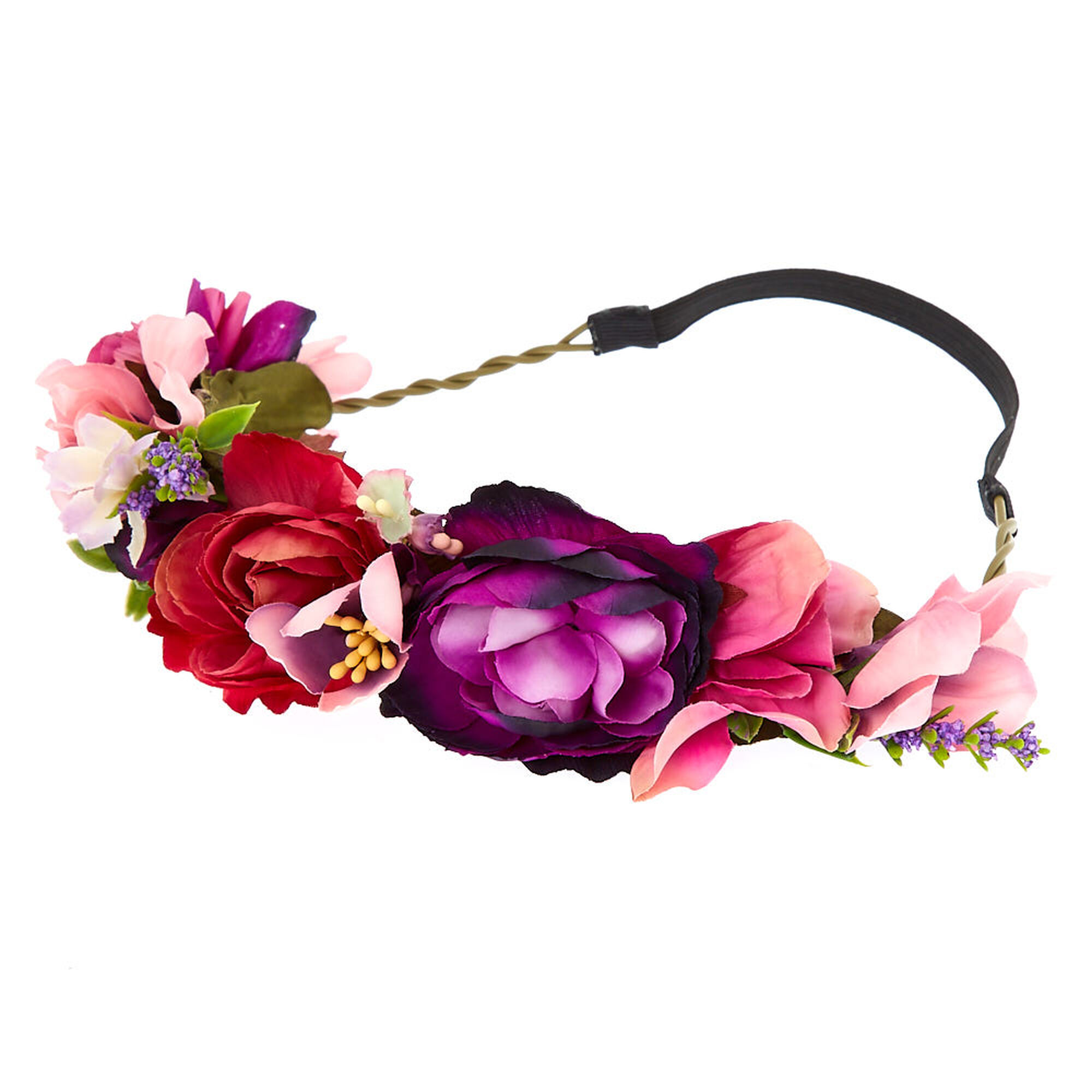 View Claires Romantic Flower Crown Headwrap Pink information