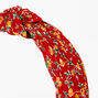Floral Pleated Knot Headband - Red,
