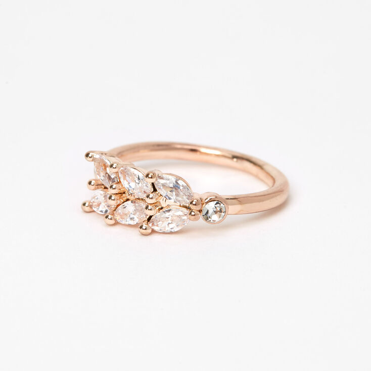 Rose Gold Cubic Zirconia Leaf Midi Ring,