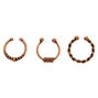 Rose Gold Burnt Bali Faux Hoop Nose Rings - 3 Pack,