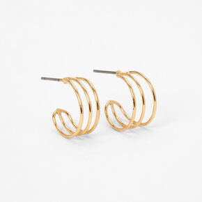 Gold 15MM Triple Hoop Earrings,