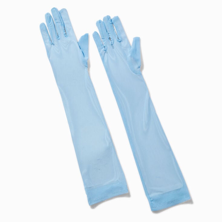 Light Blue Sheer Long Gloves