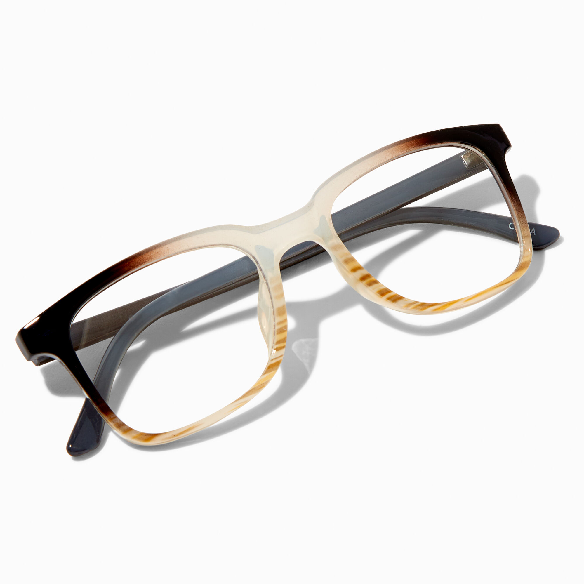 Brown Ombre Rectangle Clear Lens Frames