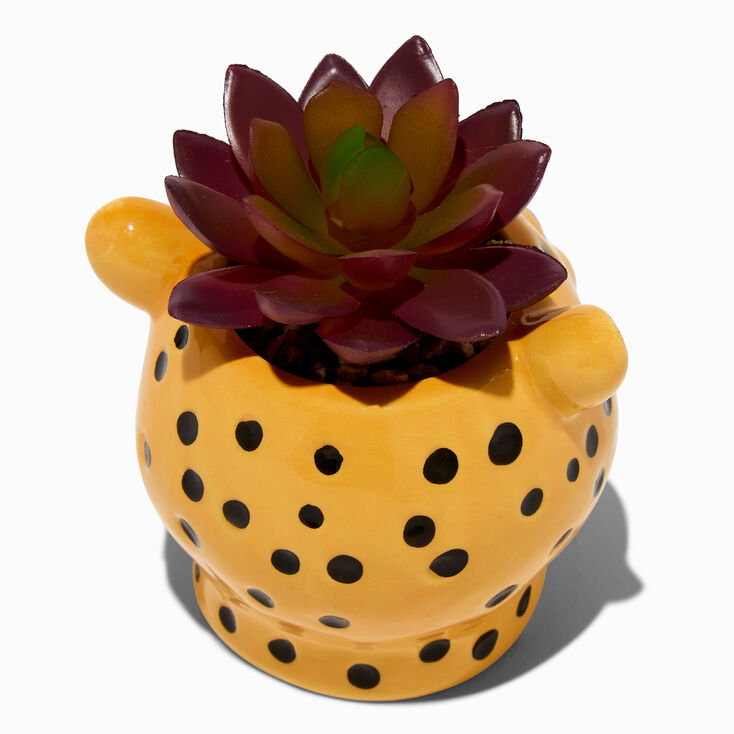 Cheetah Planter with Faux Succulent,