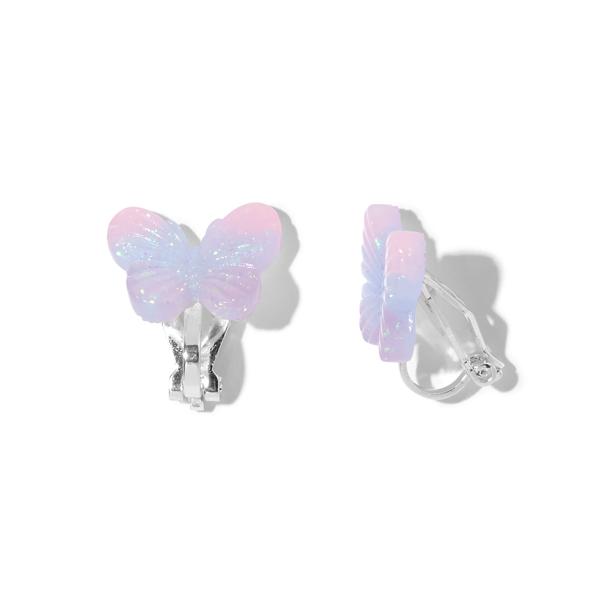 View Claires Pastel Ombre Butterfly ClipOn Earrings Silver information