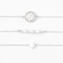 Silver Hearts &amp; Love Chain Bracelets - 3 Pack,