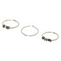 22G Sterling Silver Bali Beaded Hoop Nose Rings - 3 Pack,