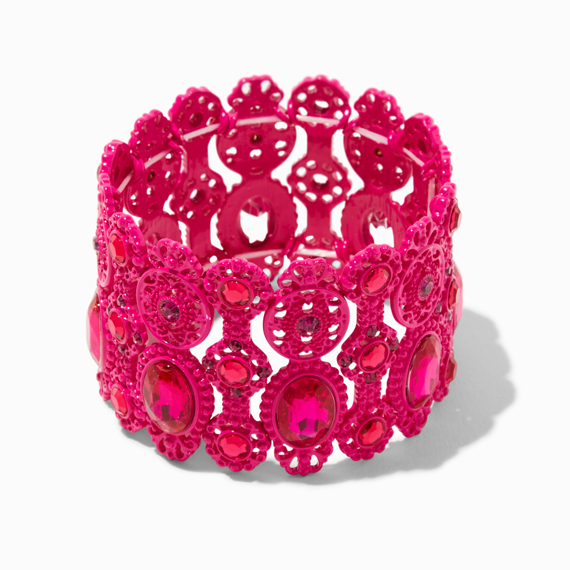 Pink Wide Statement Stretch Bracelet,