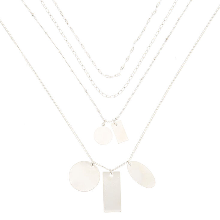 Silver Dog Tag Pendant Necklaces - 4 Pack,
