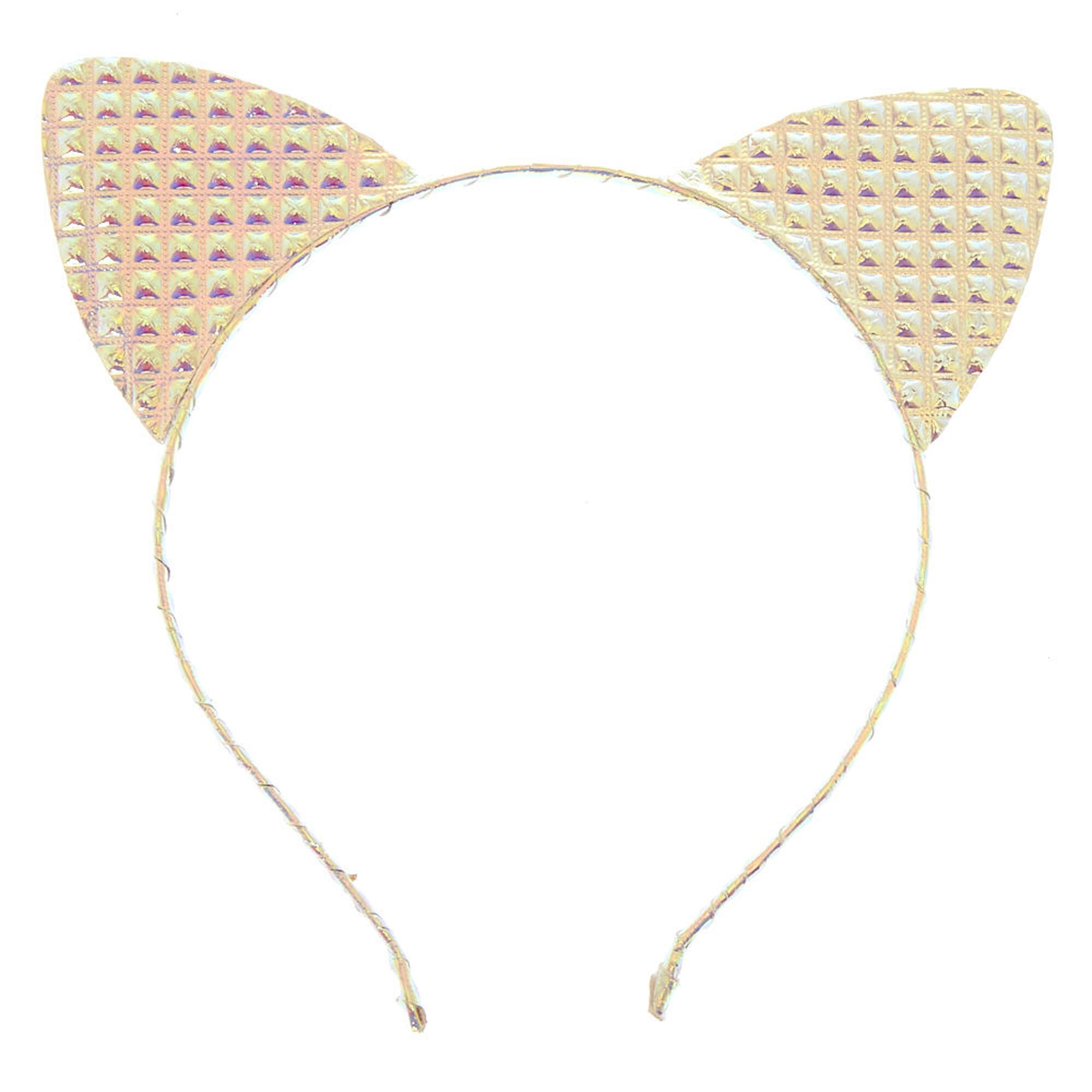 Holographic Quilted Cat Ears Headband | Claire's US