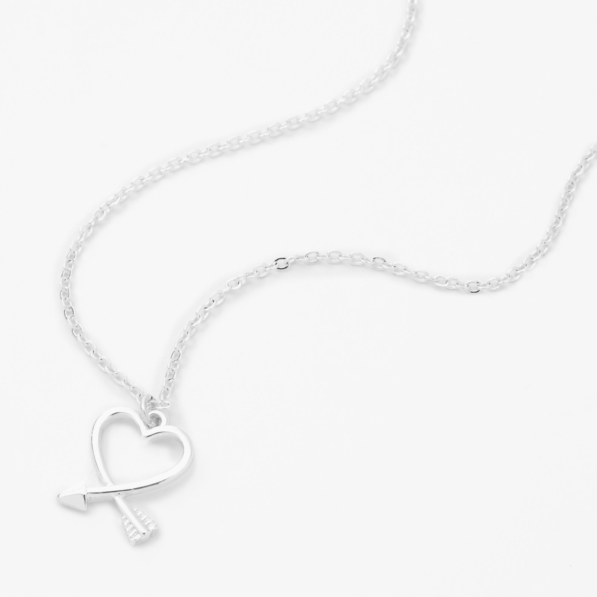 View Claires Tone Arrow Heart Pendant Necklace Silver information