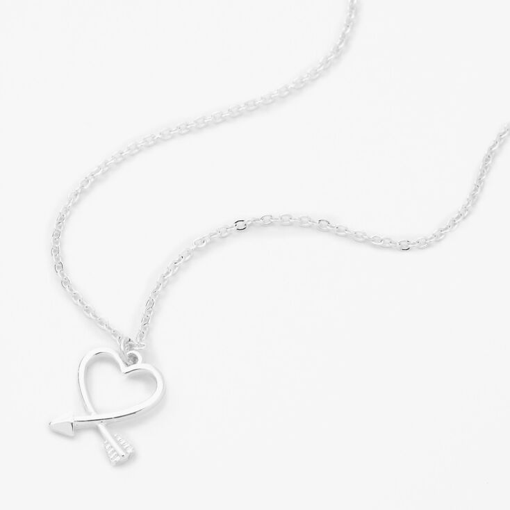 Silver-tone Arrow Heart Pendant Necklace,