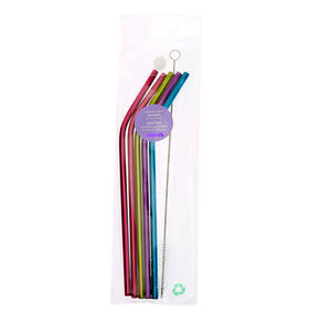 Rainbow Bent Stainless Steel Straws - 5 Pack,
