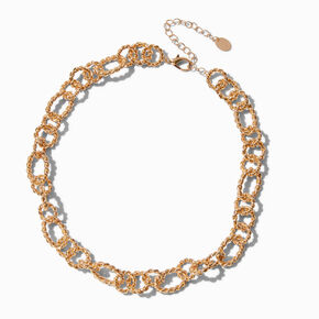 Gold-tone Twisted Rope Chain Necklace ,
